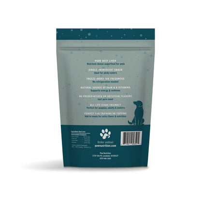 Paw Nutrition freeze-dried beef liver. Healthy treats, Training treats, and Kibble Toppers for dogs 