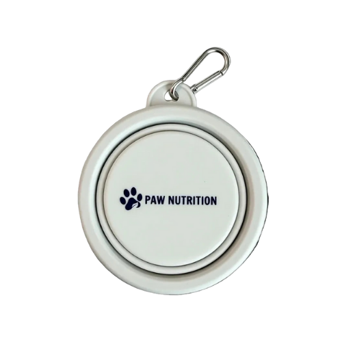 Paw Nutrition Collapsible Dog Bowl 16 ounces, white, clip on 